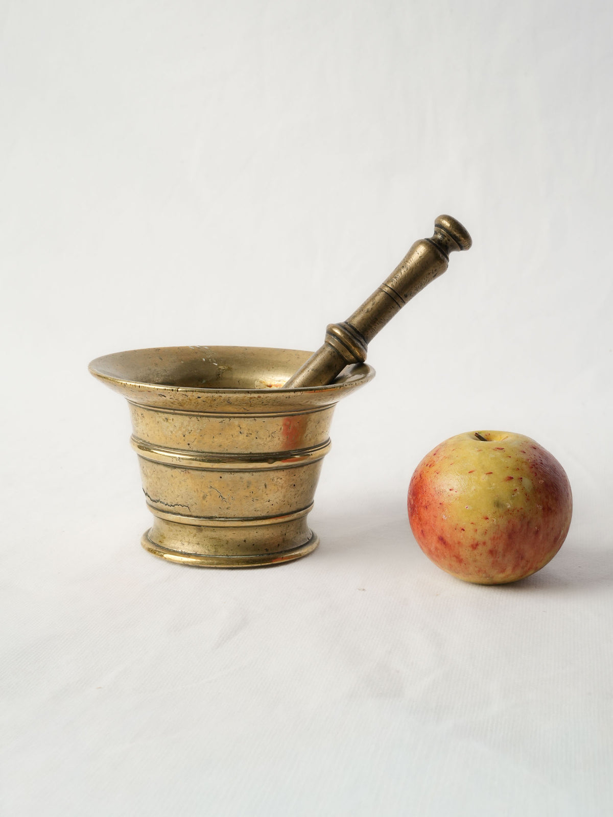 Petite 18th-Century Cast Brass Mortar and Pestle - 3½"