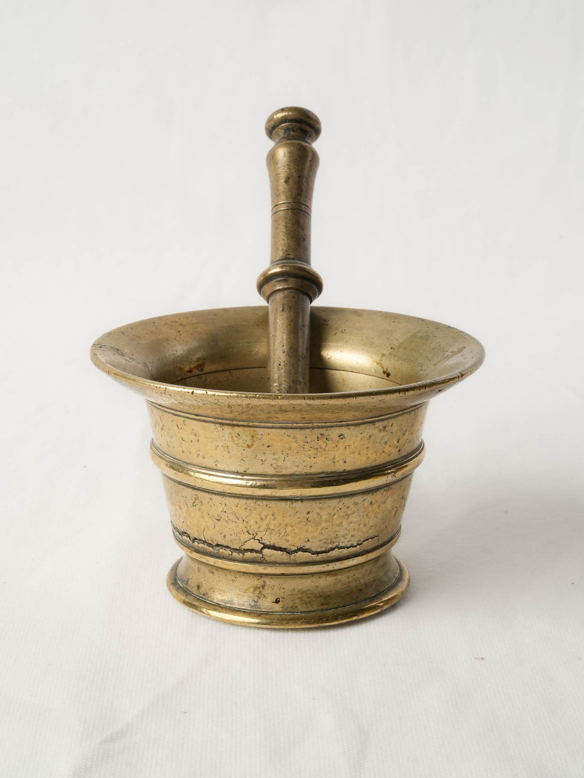 Petite 18th-Century Cast Brass Mortar and Pestle - 3½"