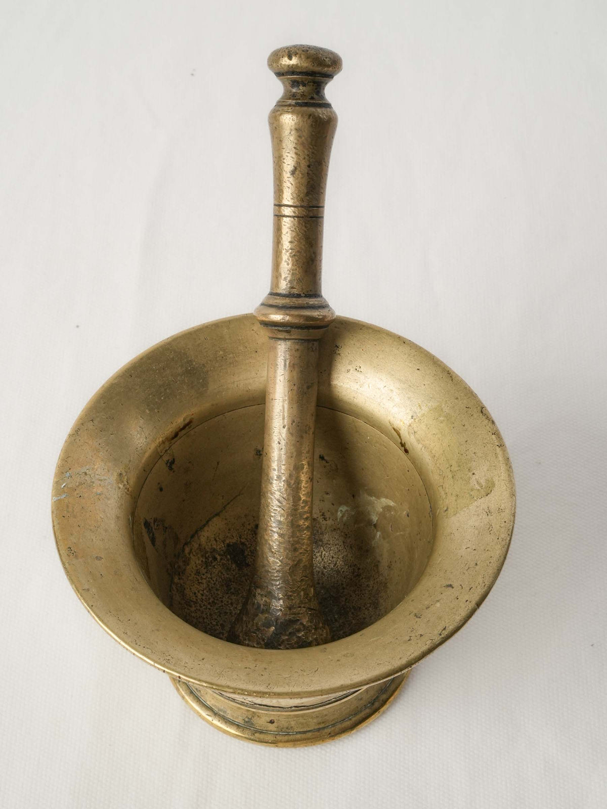 Petite 18th-Century Cast Brass Mortar and Pestle - 3½"