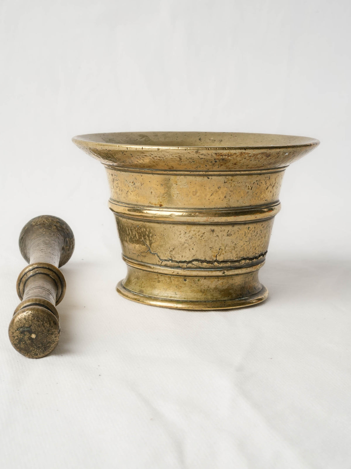 Petite 18th-Century Cast Brass Mortar and Pestle - 3½"