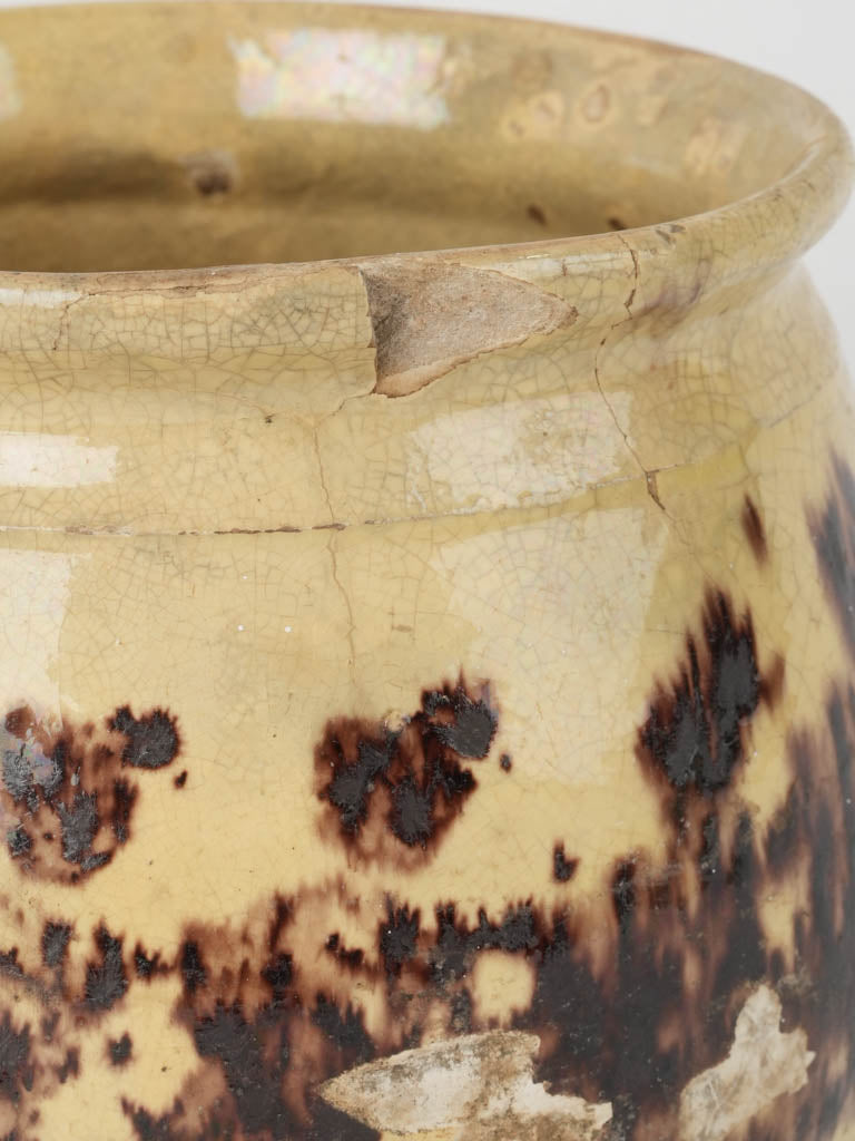 Vintage brown & yellow confit pot