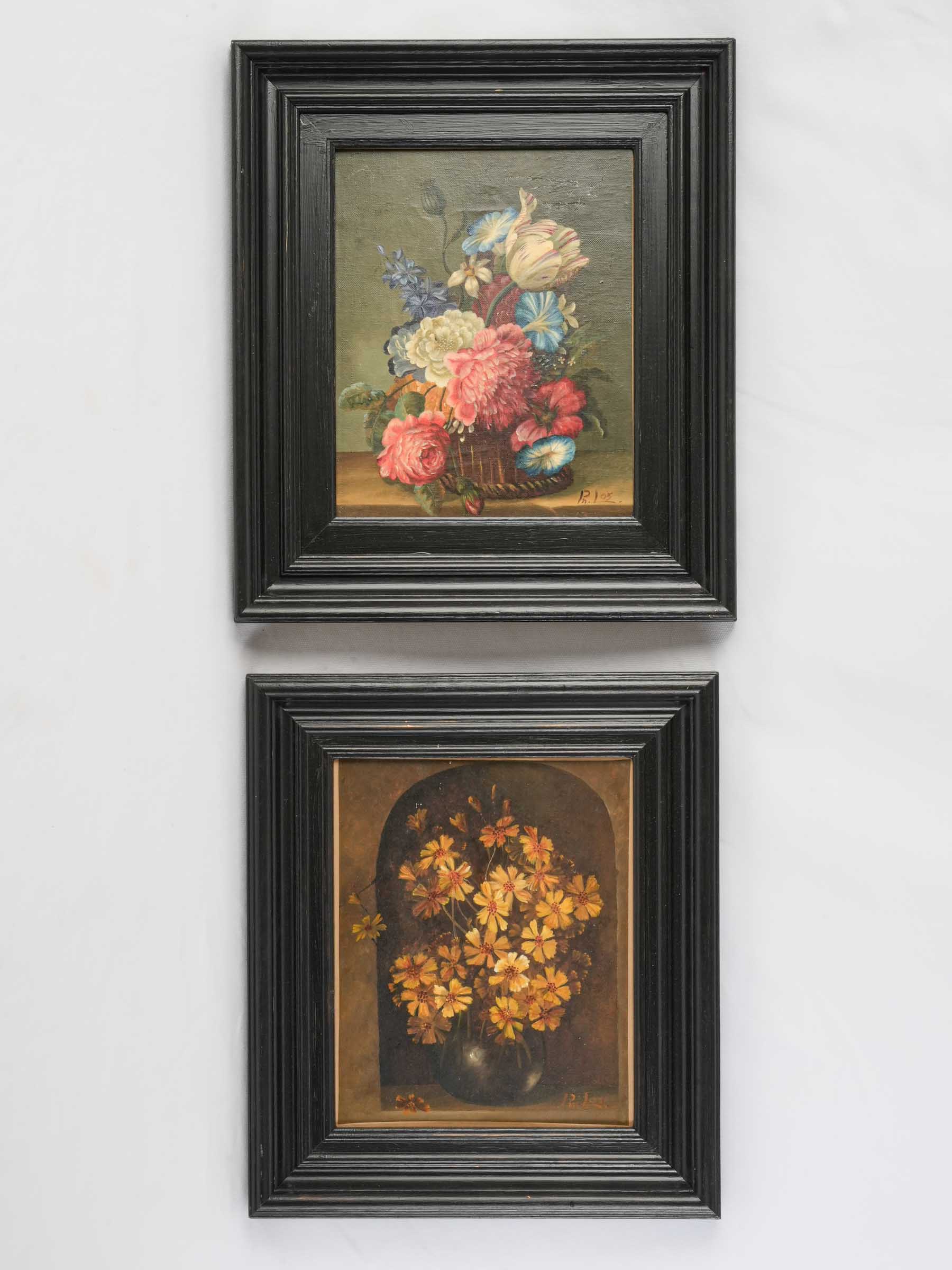 Pair of Petite Contemporary Flemish-Inspired Floral Still Lifes - 16¼" x 13¾"