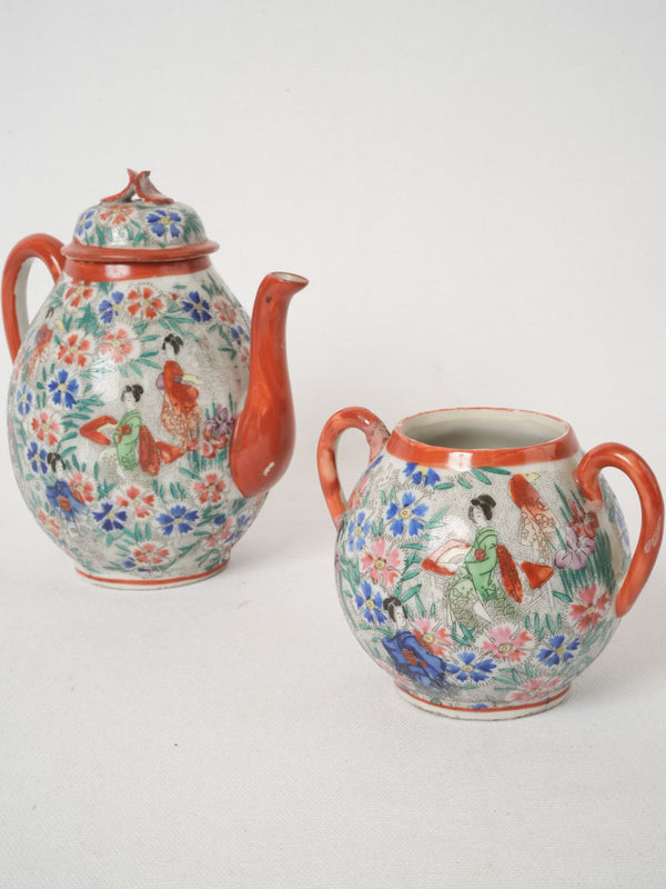 Antique hand-painted Japanese teapot