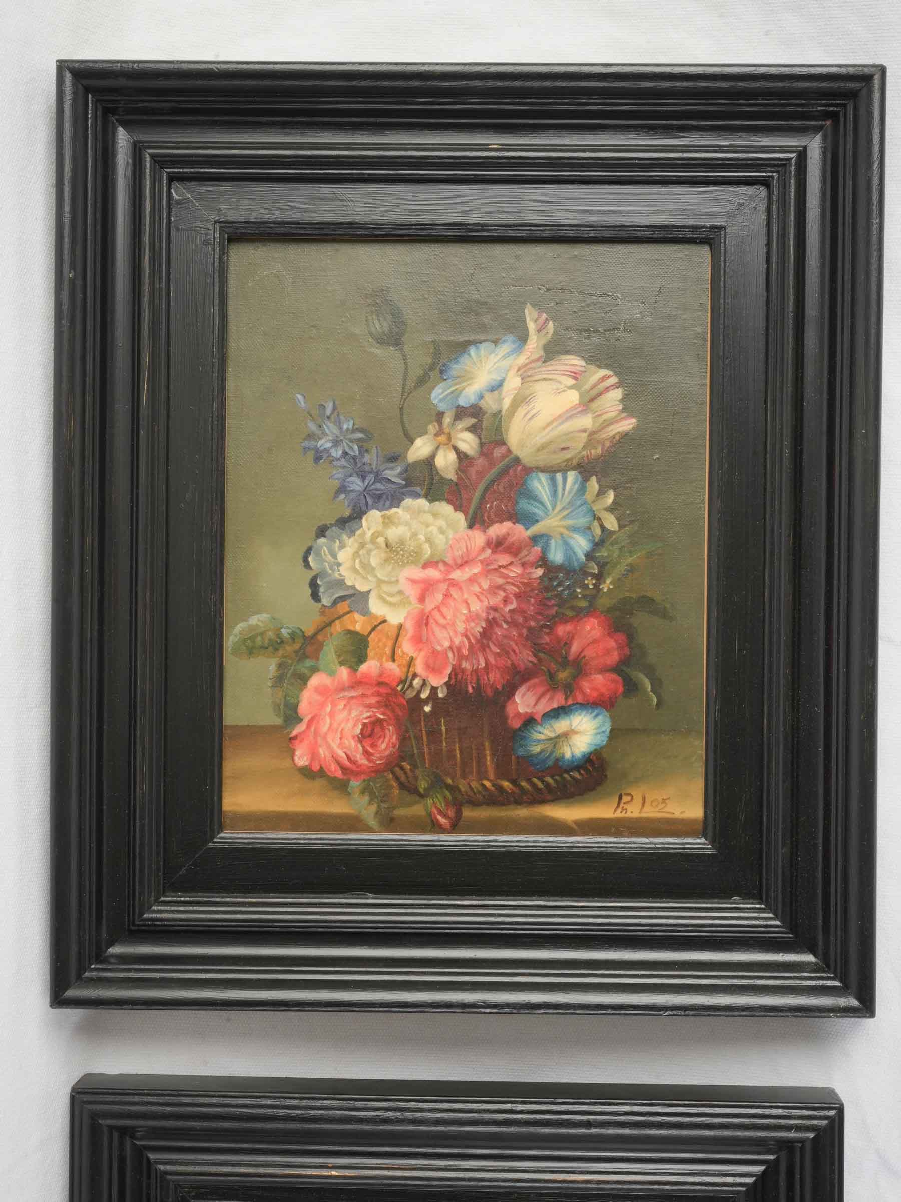 Pair of Petite Contemporary Flemish-Inspired Floral Still Lifes - 16¼" x 13¾"