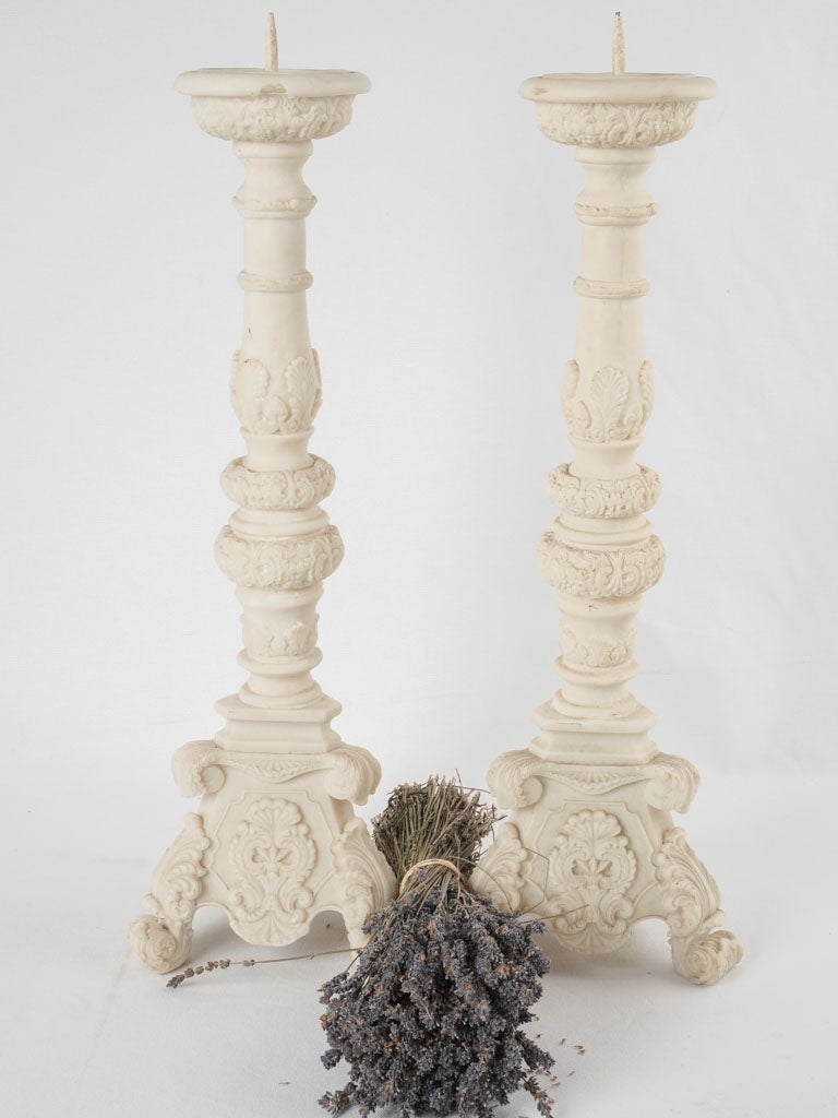 Classic altar-style marble candlesticks