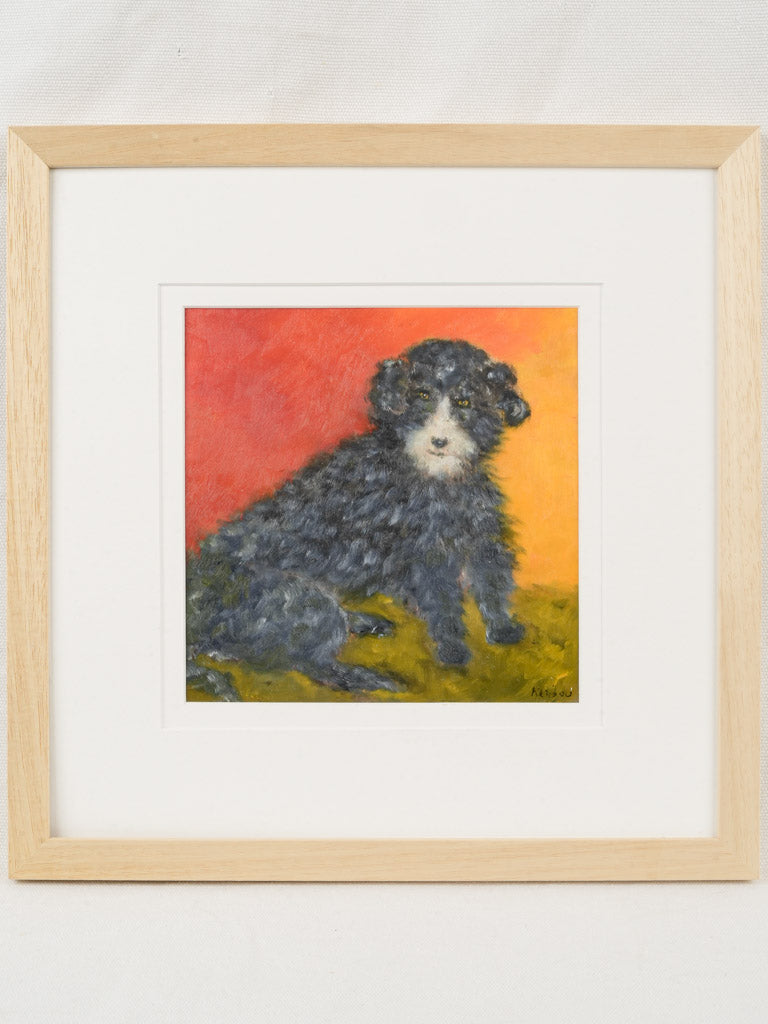 Small Contemporary Painting By Karibou - Le Chien De La Place - 14¼" x 14¼"