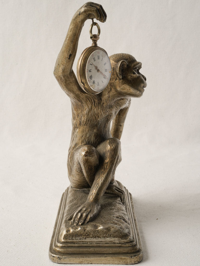 Decorative silver monkey bookend piece