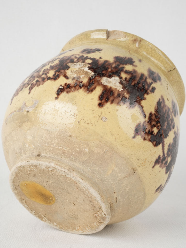 Antique half-glazed honey pot