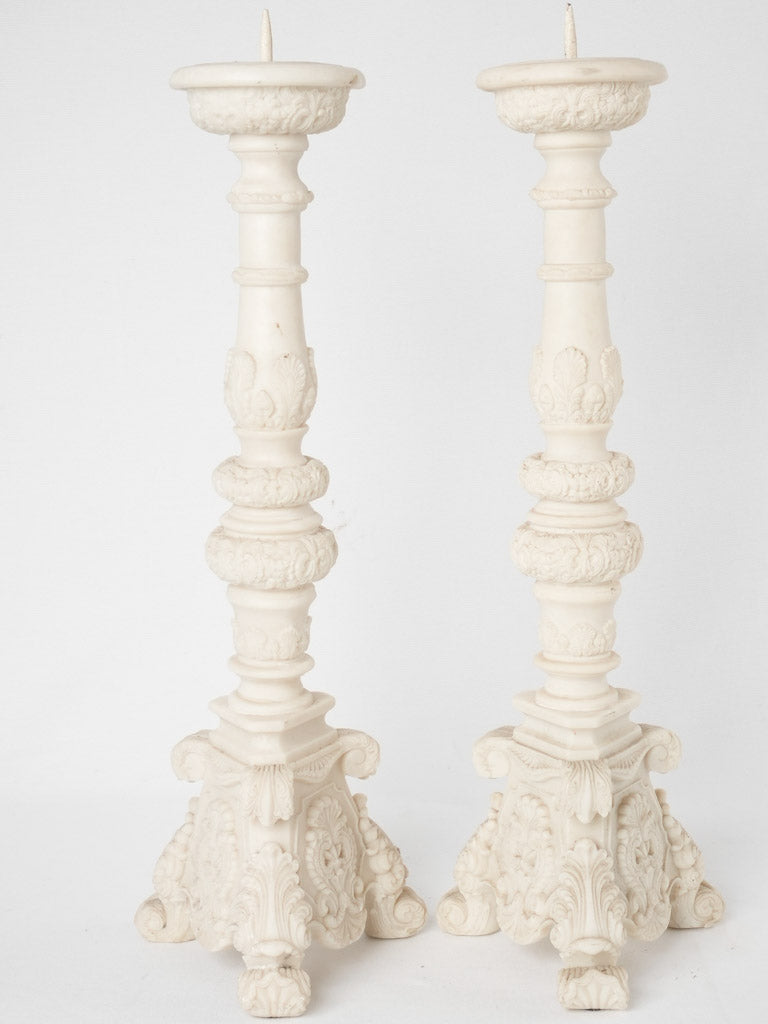 Pair of tall marble candlesticks 25½"