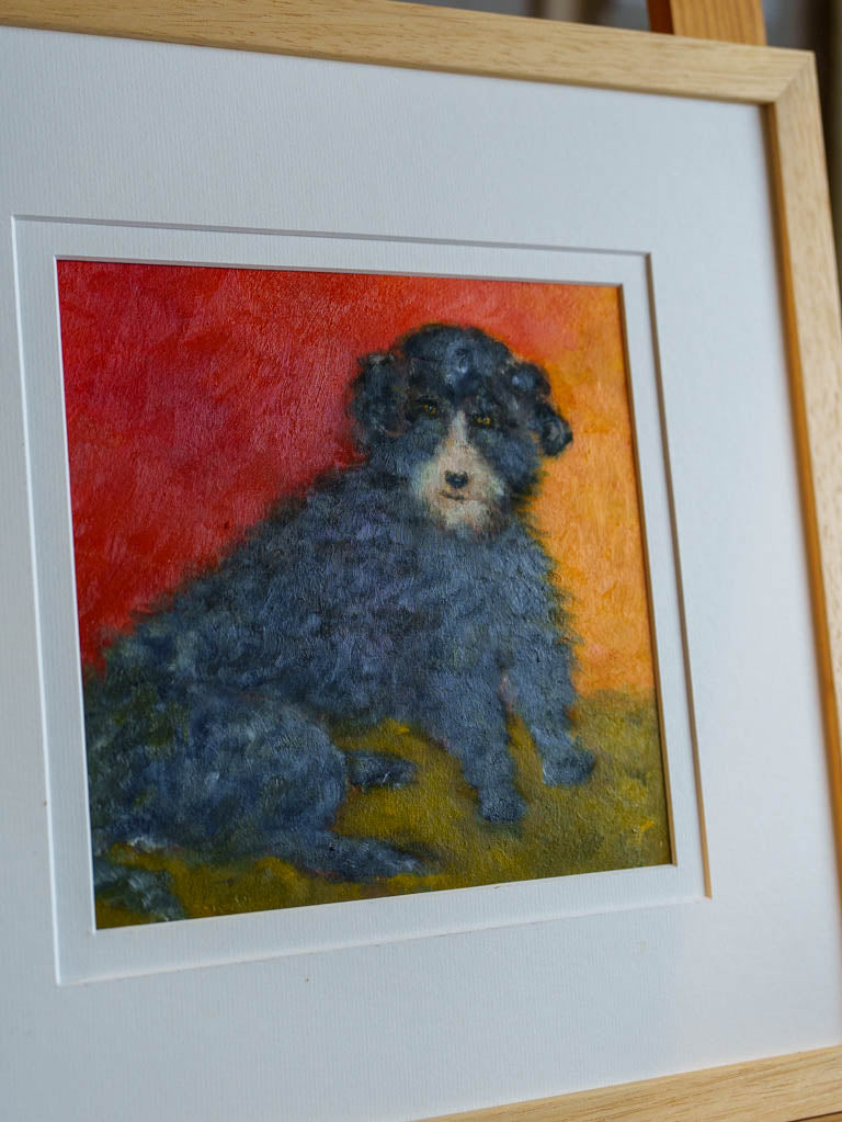 Small Contemporary Painting By Karibou - Le Chien De La Place - 14¼" x 14¼"