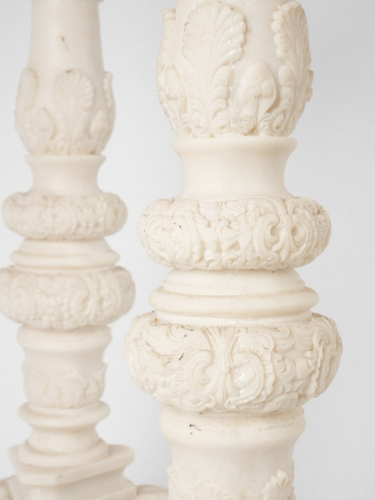 Pair of tall marble candlesticks 25½"
