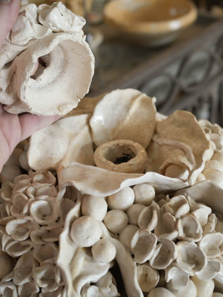 Substantial Hand-Modeled Ceramic Floral Bouquet Centerpiece - 15¼"