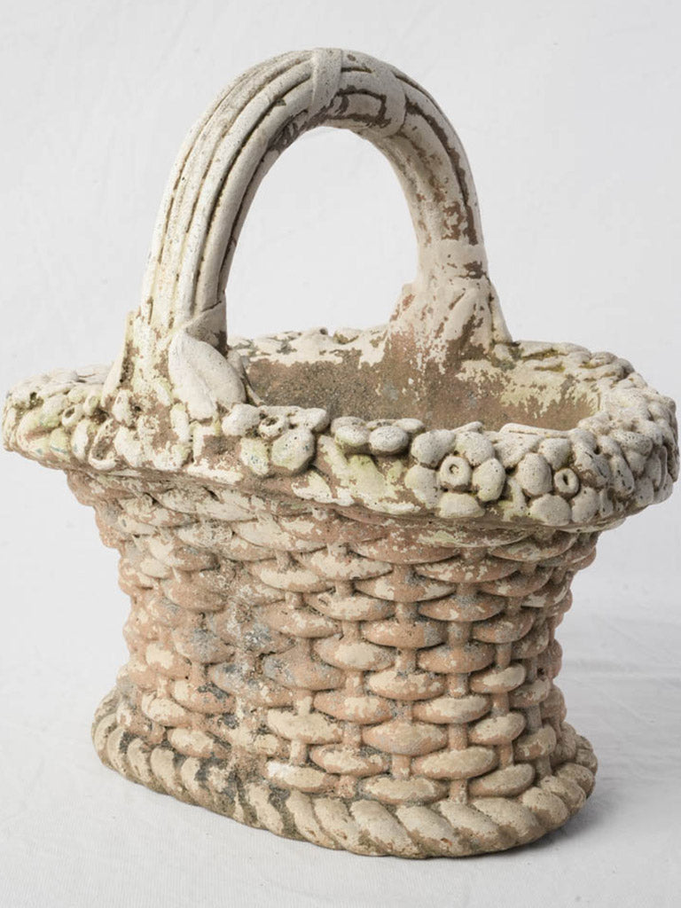 Patinated stone garden planter