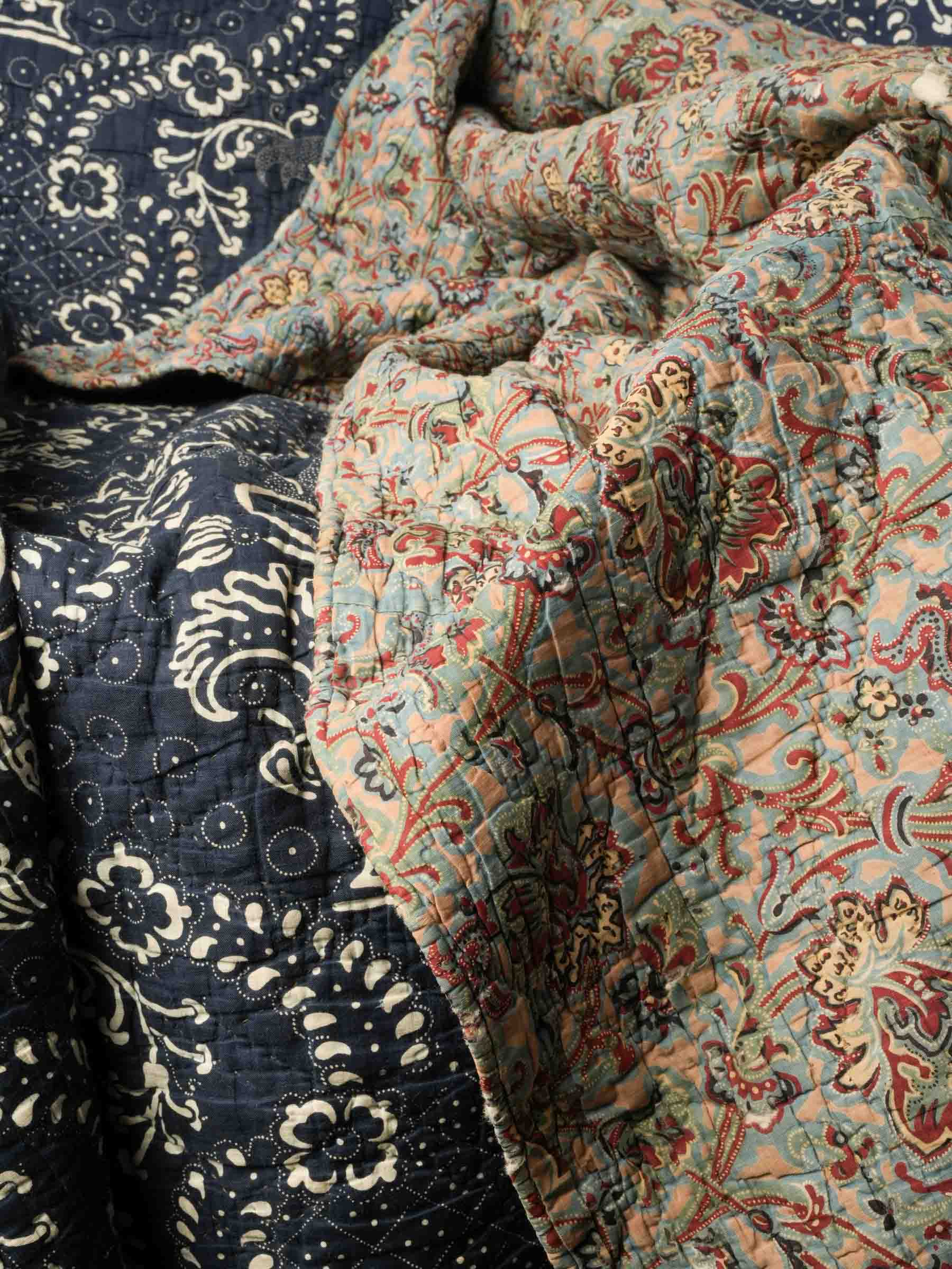 Late 18th-Century Provençal Boutis Coverlet in Indigo Toile de Nîmes - 94½" x 89¾"