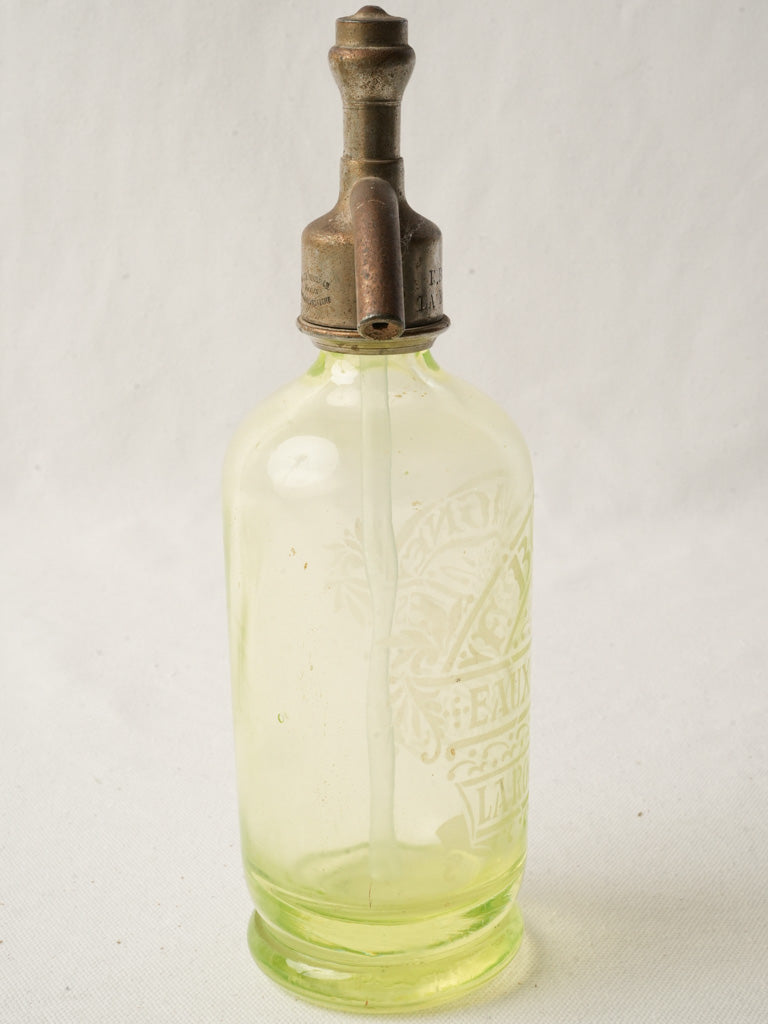 Ornate etched glass siphon bottle  