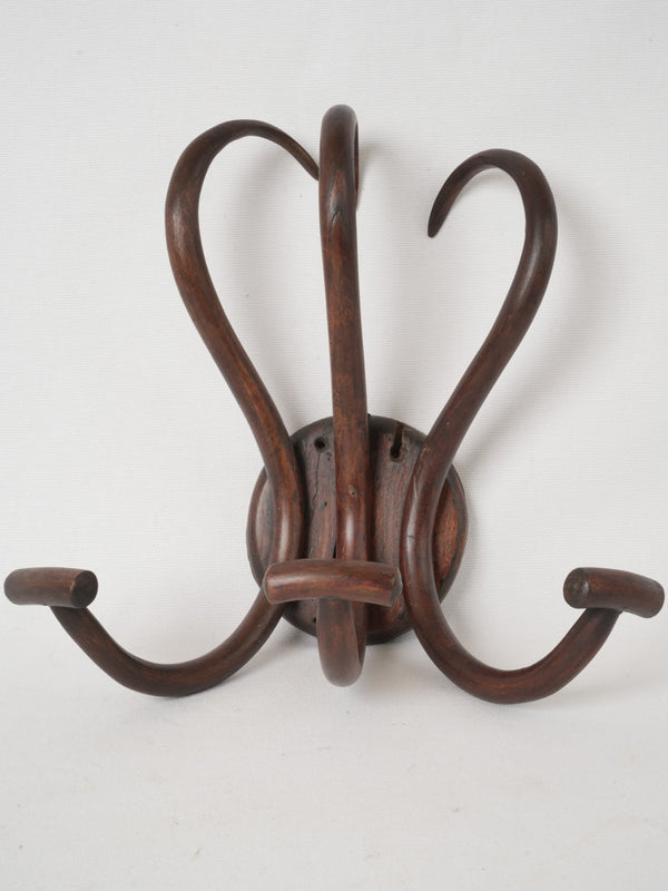 Antique beechwood bent hook coat rack