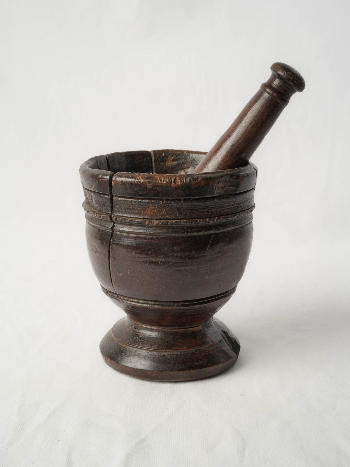 Small Rustic 19th-Century French Goblet-Shaped Mortar w/ Pestle - 7"