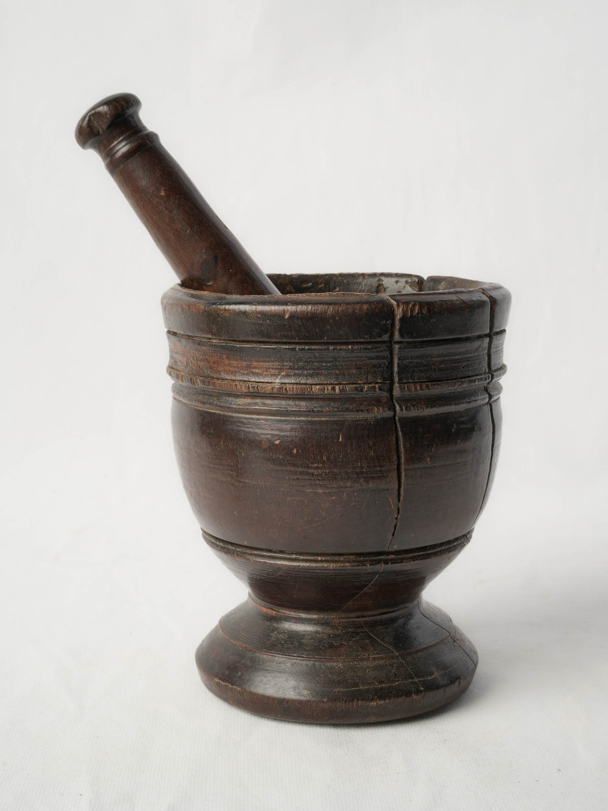 Small Rustic 19th-Century French Goblet-Shaped Mortar w/ Pestle - 7"