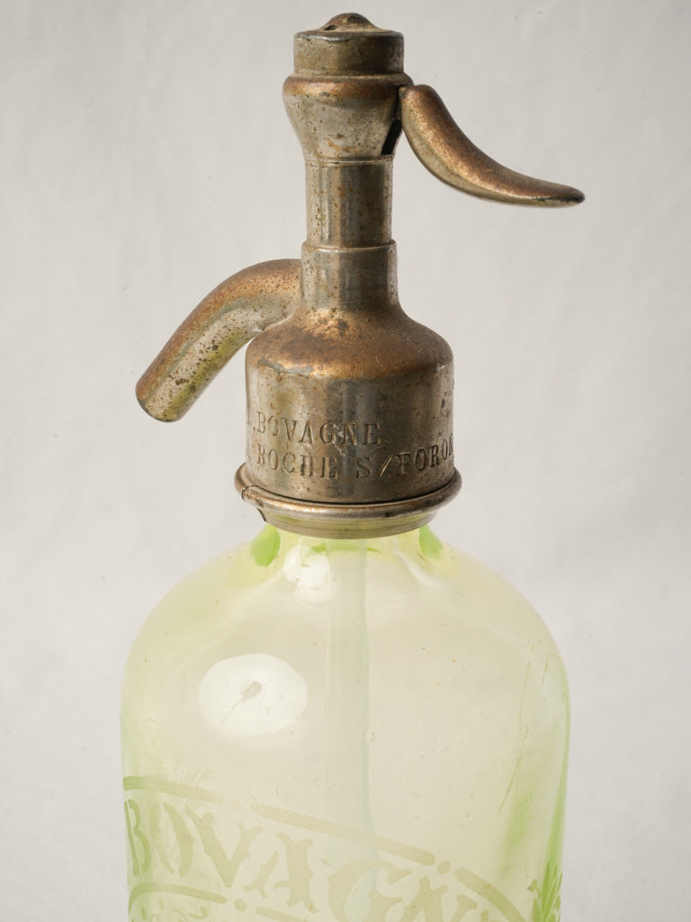Glowing uranium glass soda siphon  