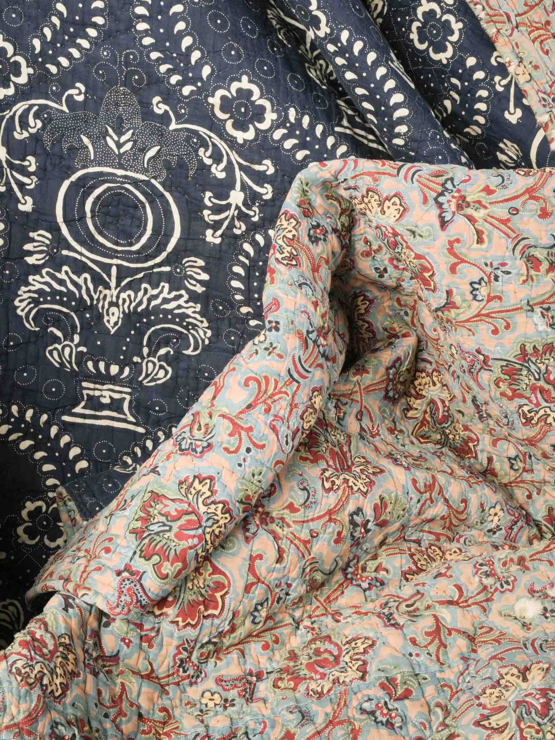 Late 18th-Century Provençal Boutis Coverlet in Indigo Toile de Nîmes - 94½" x 89¾"