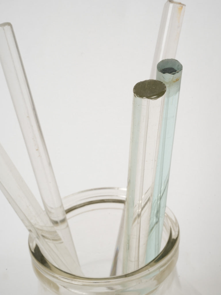 Antique French glass olive jar w/ decorative glass rods Chez Pluie