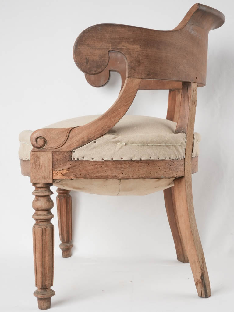 Louis Philippe desk armchair w/ beige linen