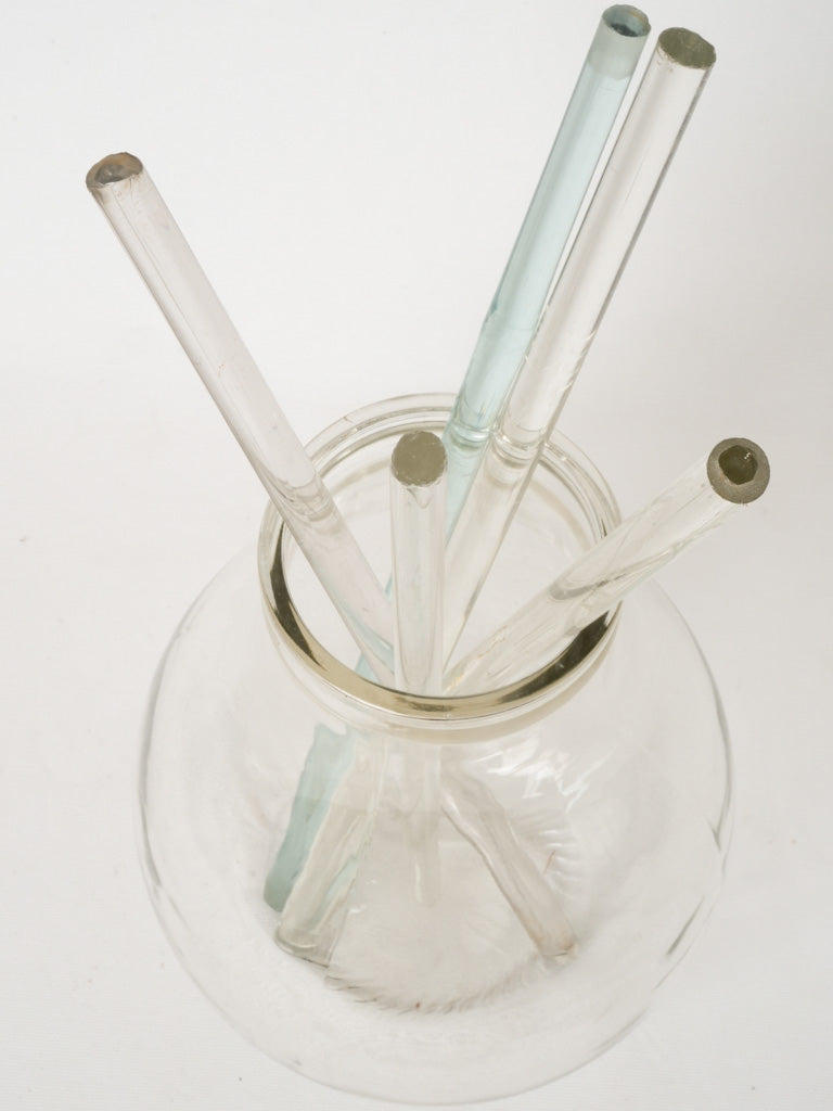 Antique French glass olive jar w/ decorative glass rods Chez Pluie