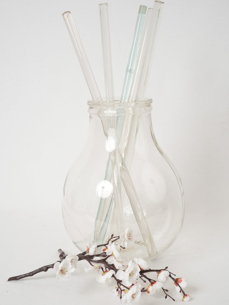 Antique French glass olive jar w/ decorative glass rods Chez Pluie