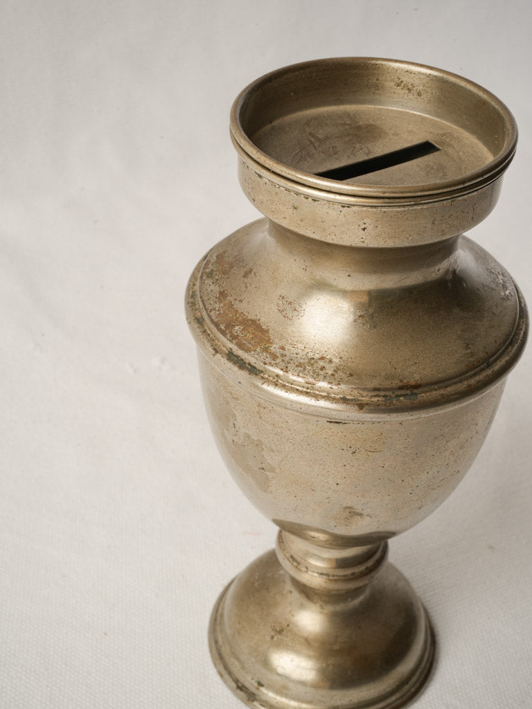 Urn-shaped nickel silver container  