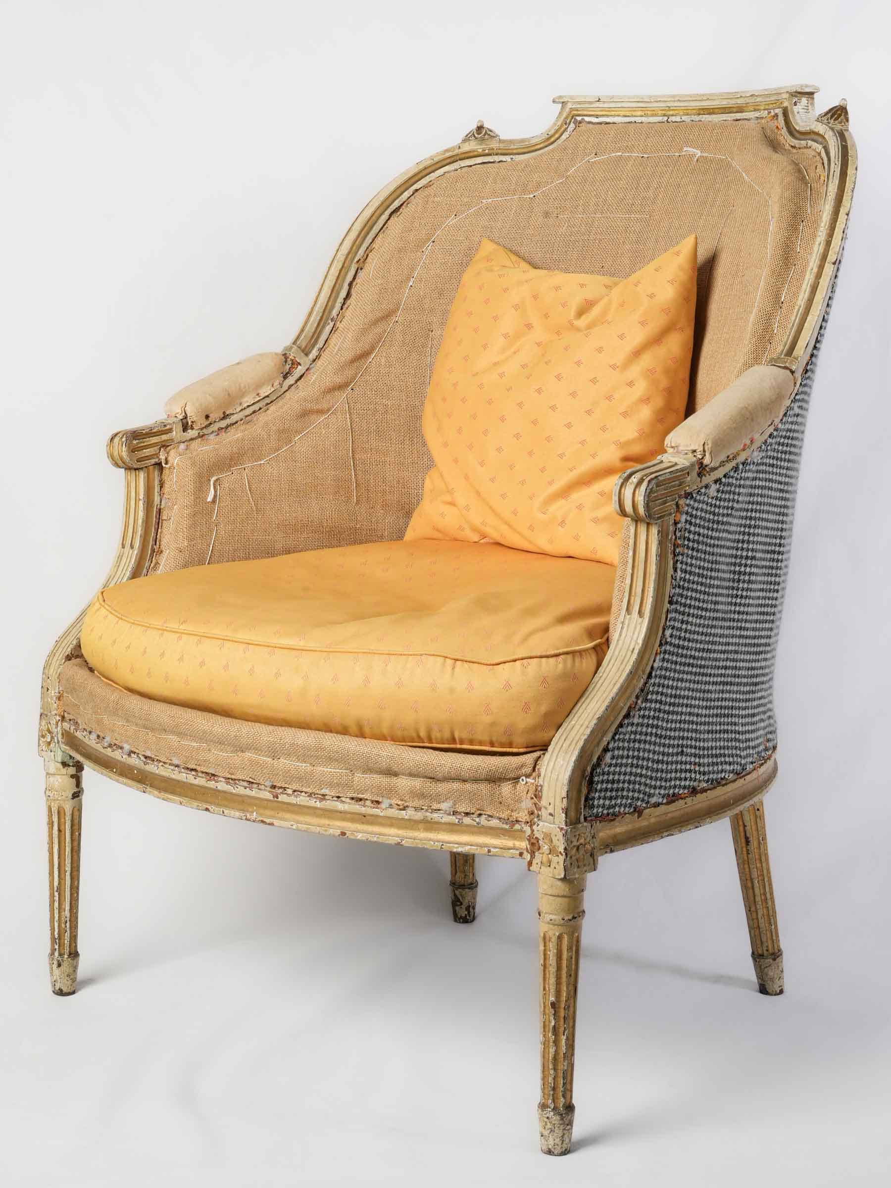 Pair of Louis XVI Period Bergères in Original Painted Finish - 37½"