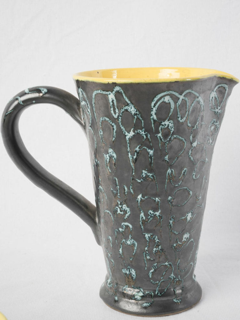 Sunny 1960s Vallauris Ceramic Juice Set w/ Pitcher & Six Tumblers - 8¾"