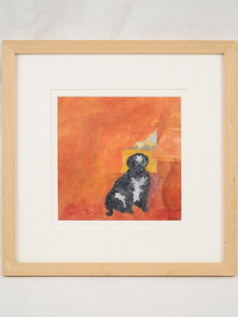 Small Contemporary Painting By Karibou - La Pensive (The Thoughtful One) - 14¼" x 14¼"