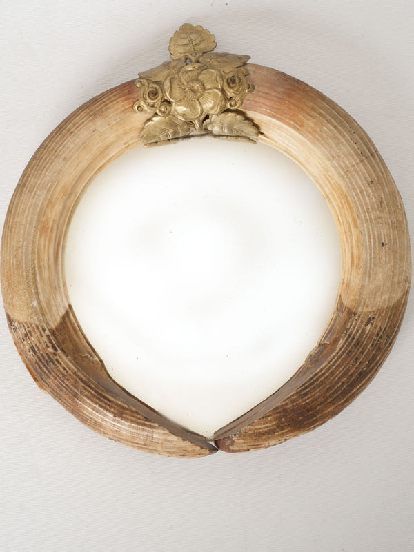 Vintage French buffalo horn mirror