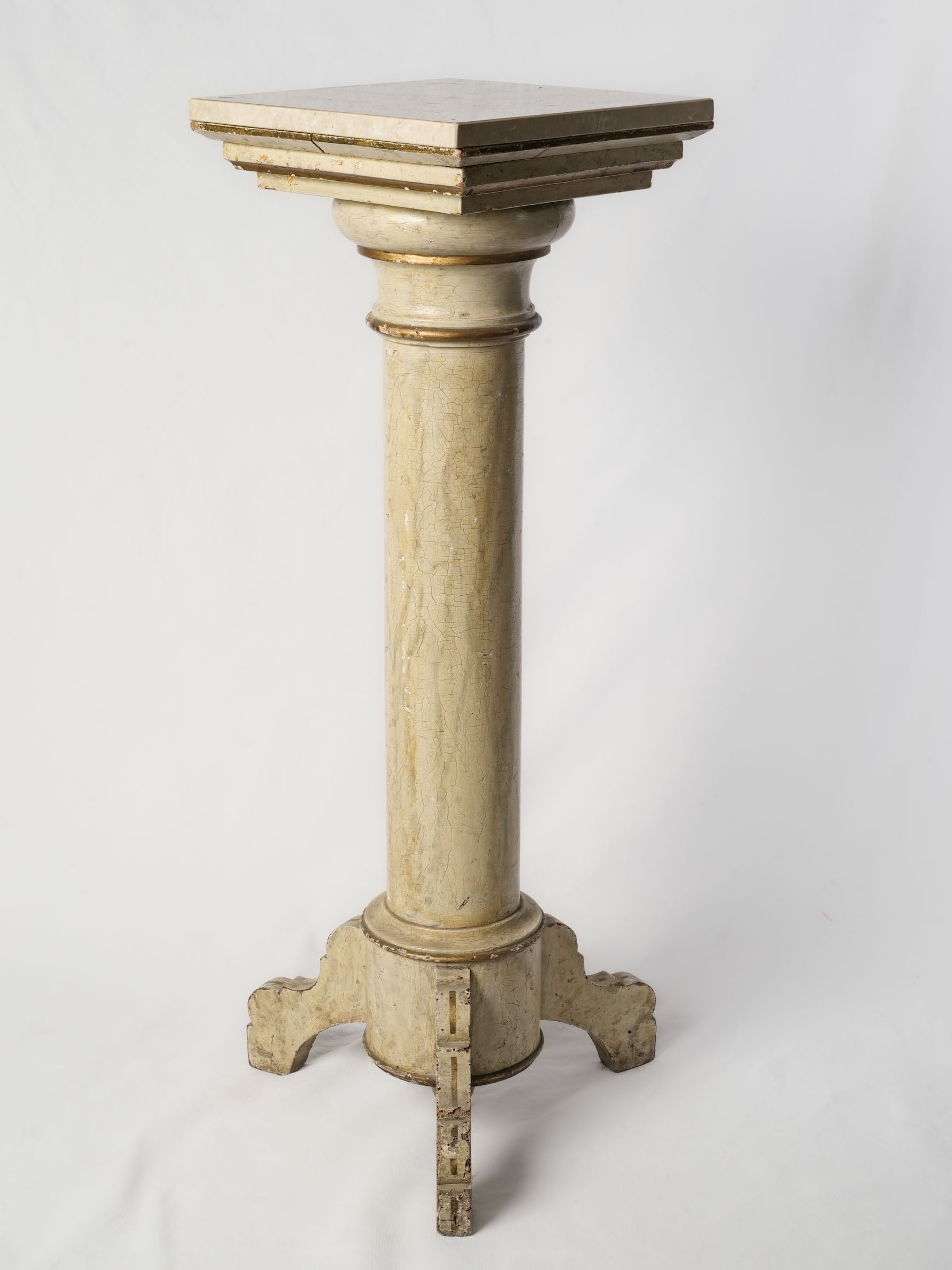 Neoclassical French Tripod Pedestal w/ Marble Top, Late 19th Century - 40¼"