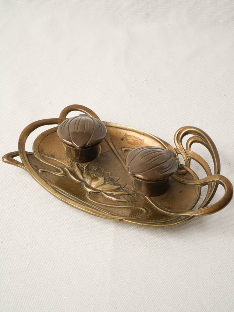 Elegant antique bronze inkwell