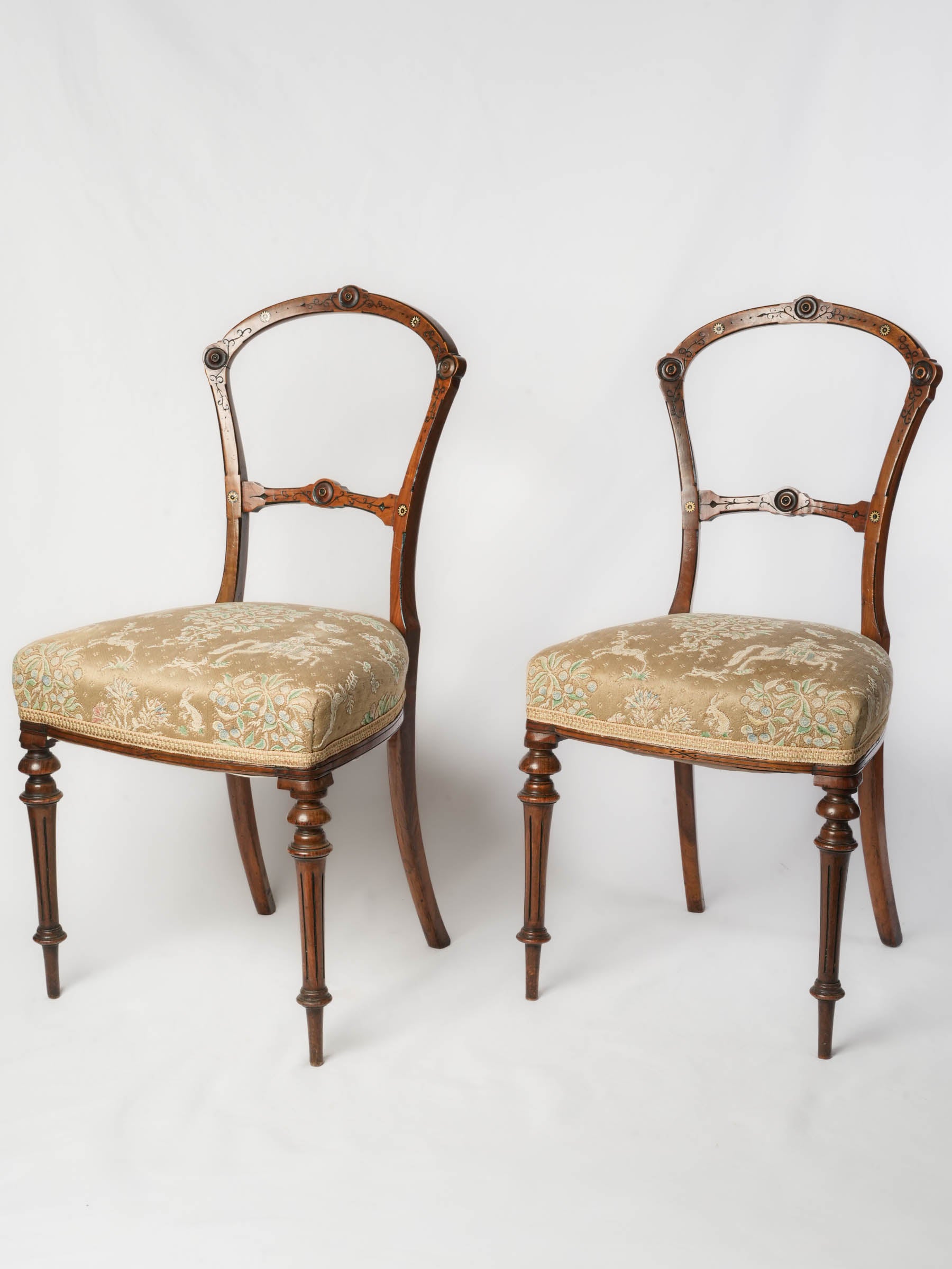 Set of Four Delicate Open-Back Fruitwood Chairs