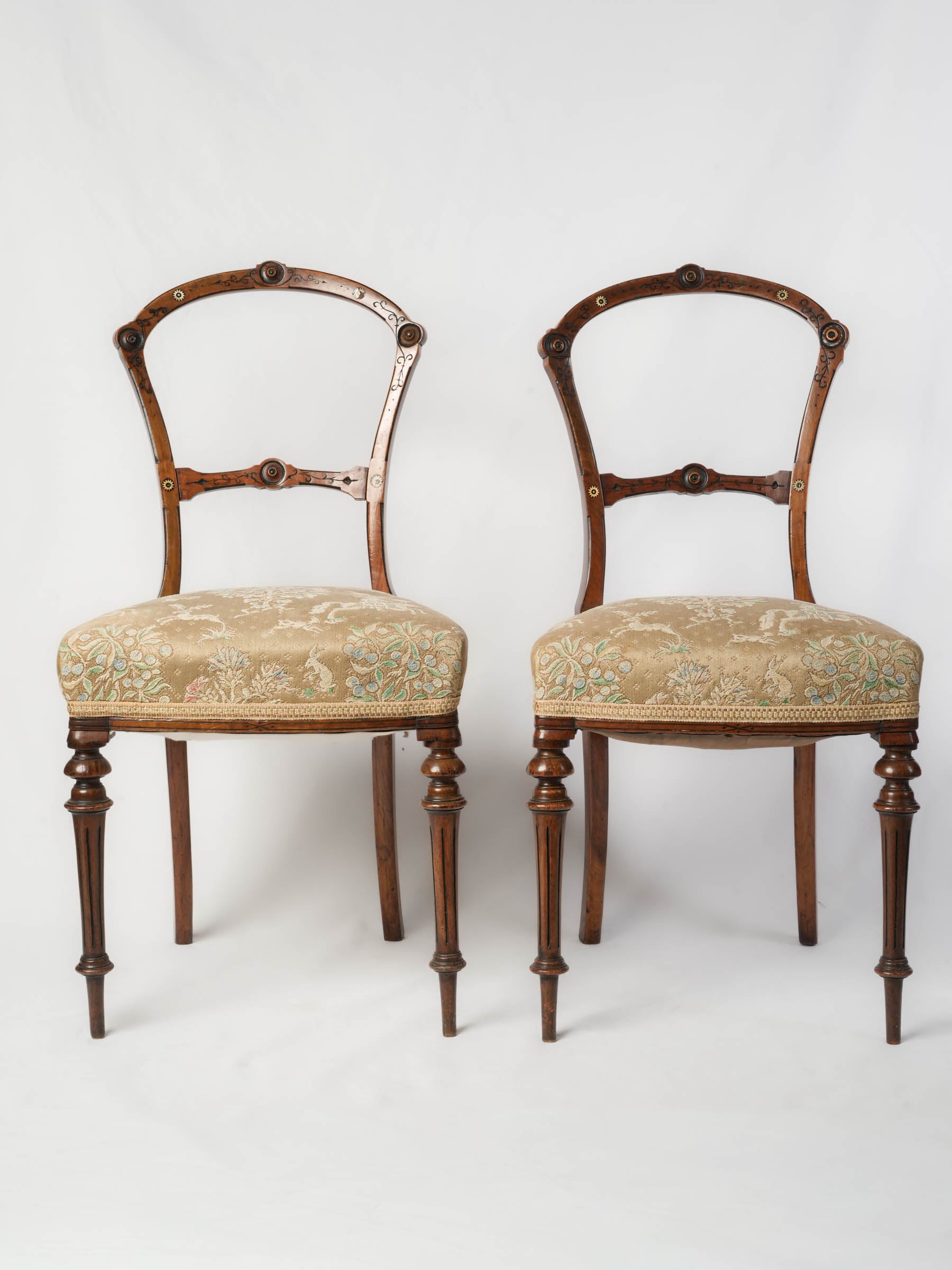 Set of Four Delicate Open-Back Fruitwood Chairs