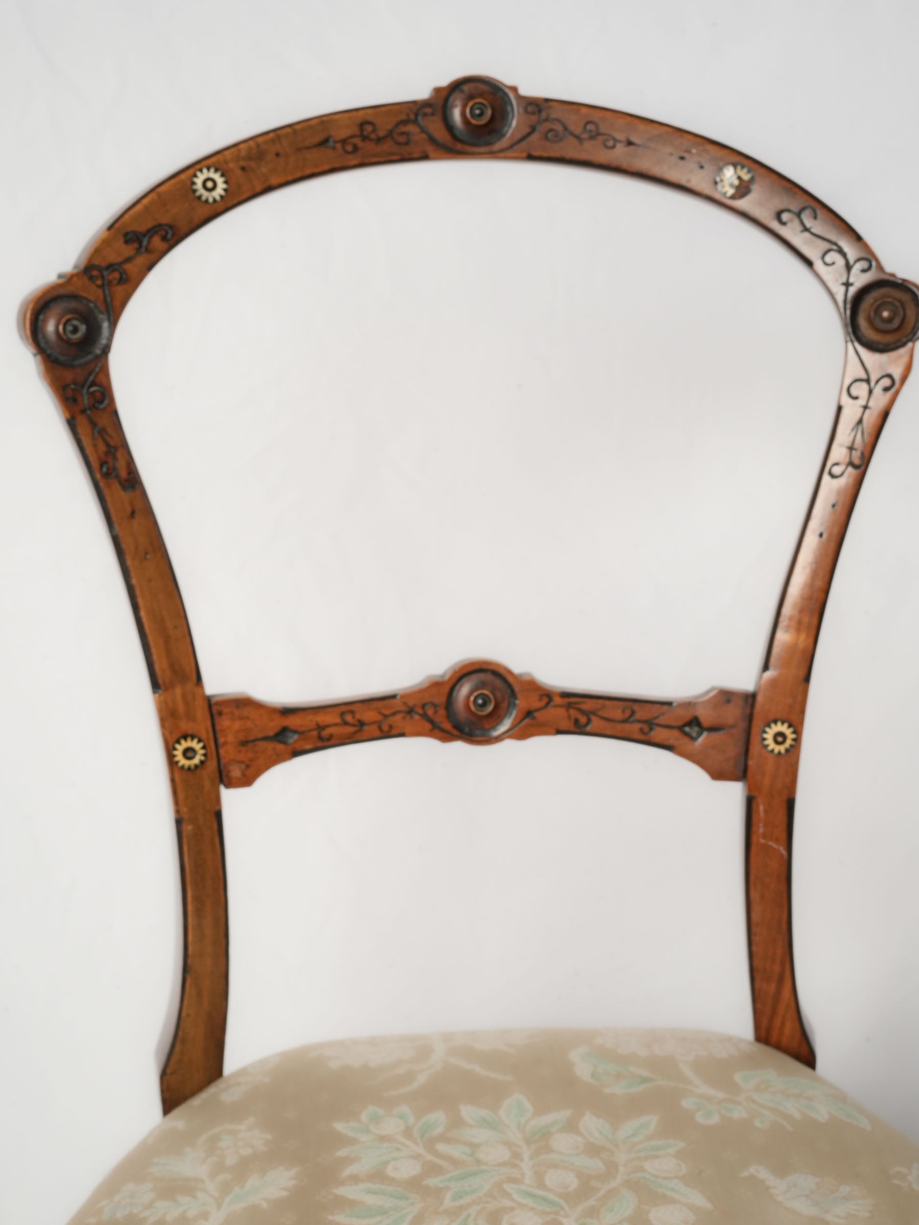 Set of Four Delicate Open-Back Fruitwood Chairs