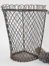 Antique French metal waste paper basket - large 22"