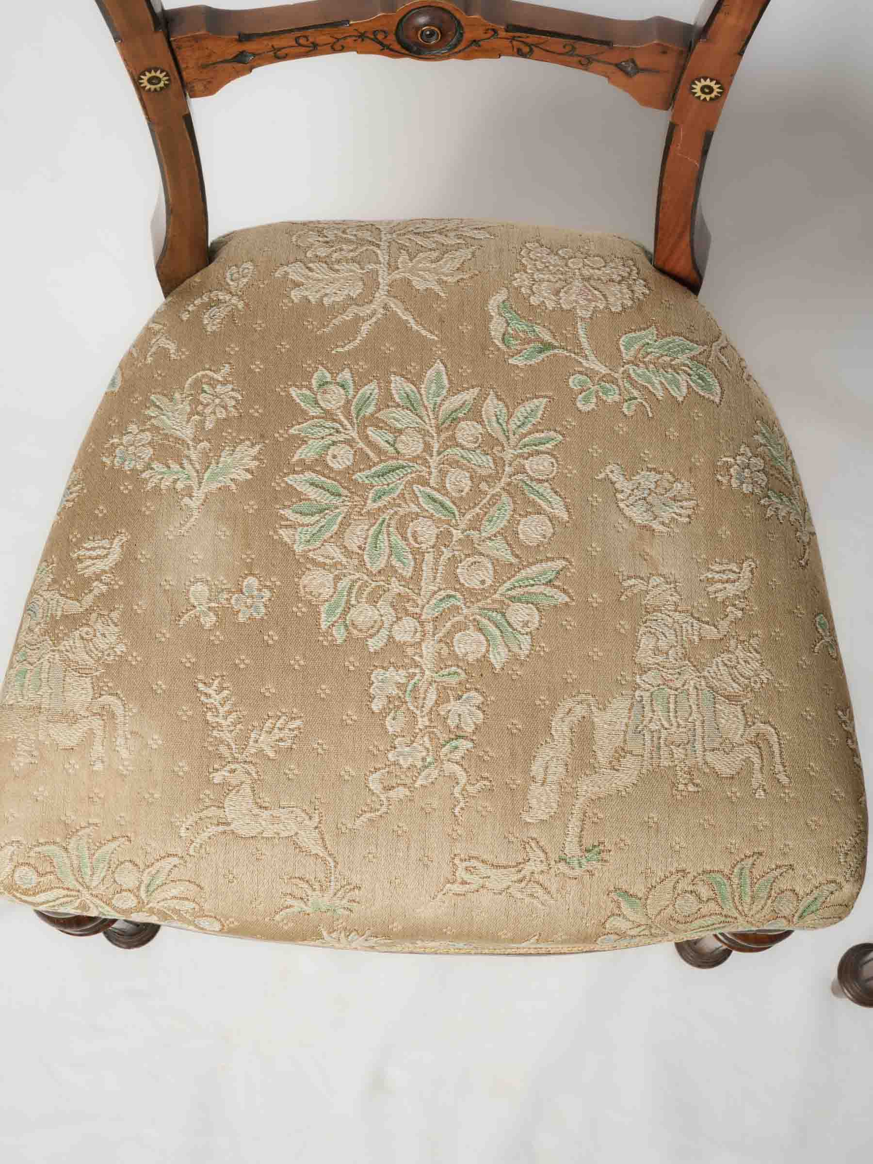 Set of Four Delicate Open-Back Fruitwood Chairs