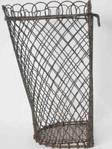 Antique French metal waste paper basket - large 22"