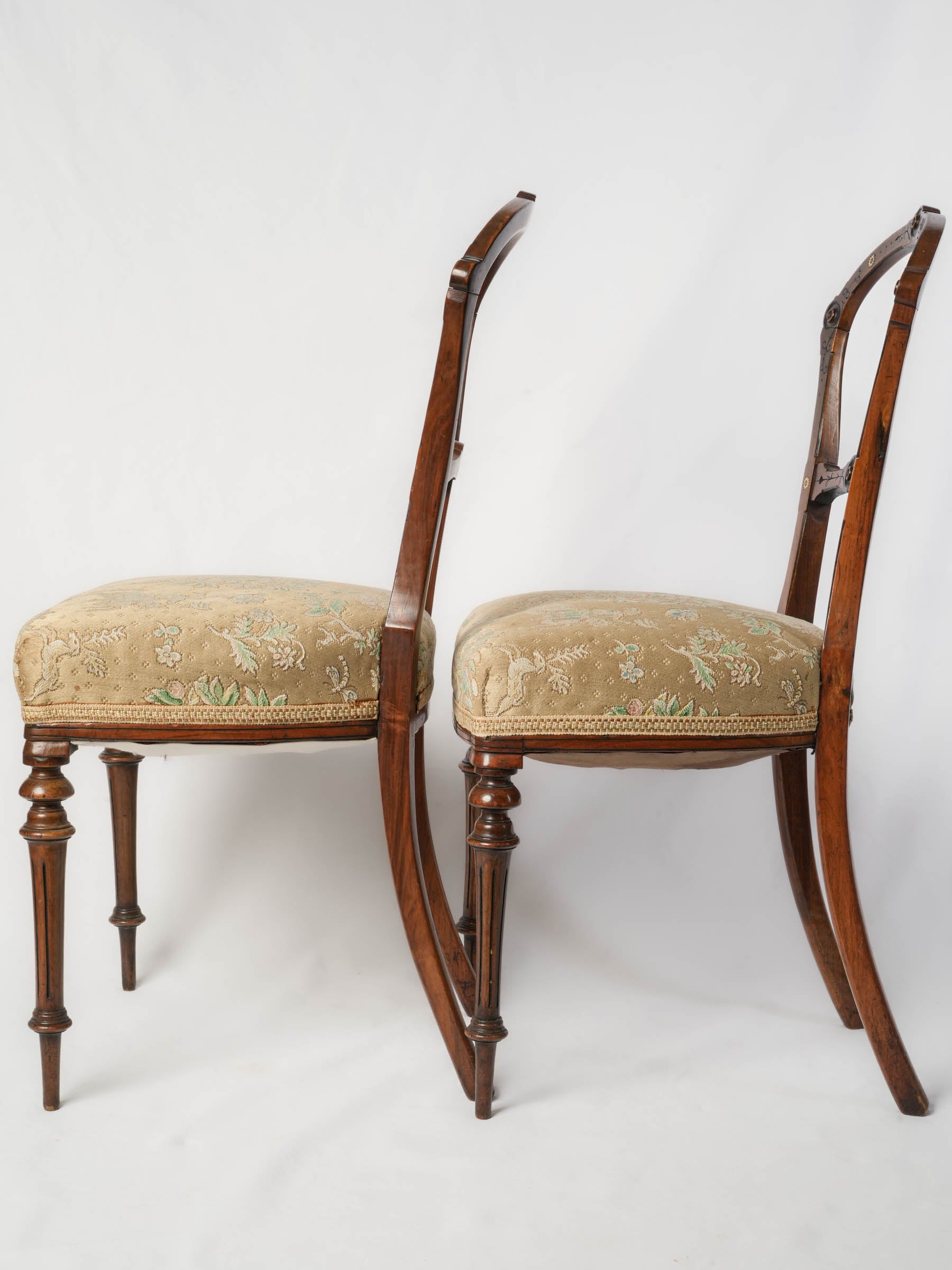Set of Four Delicate Open-Back Fruitwood Chairs