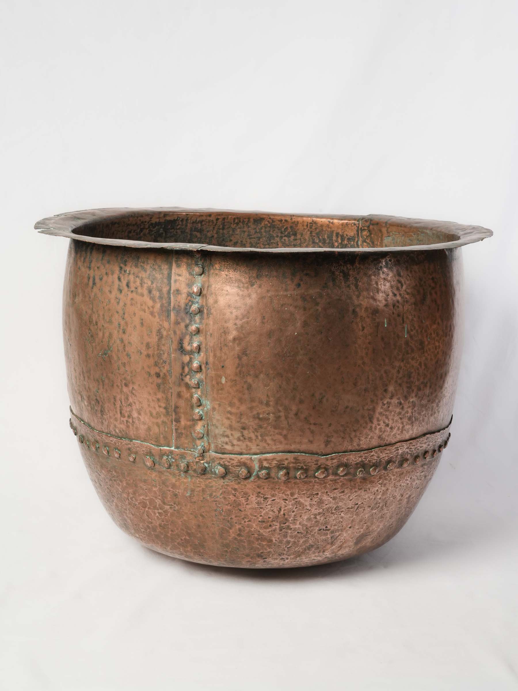 Monumental French Copper Cauldron from Auvergne, 19th Century - 29¼"