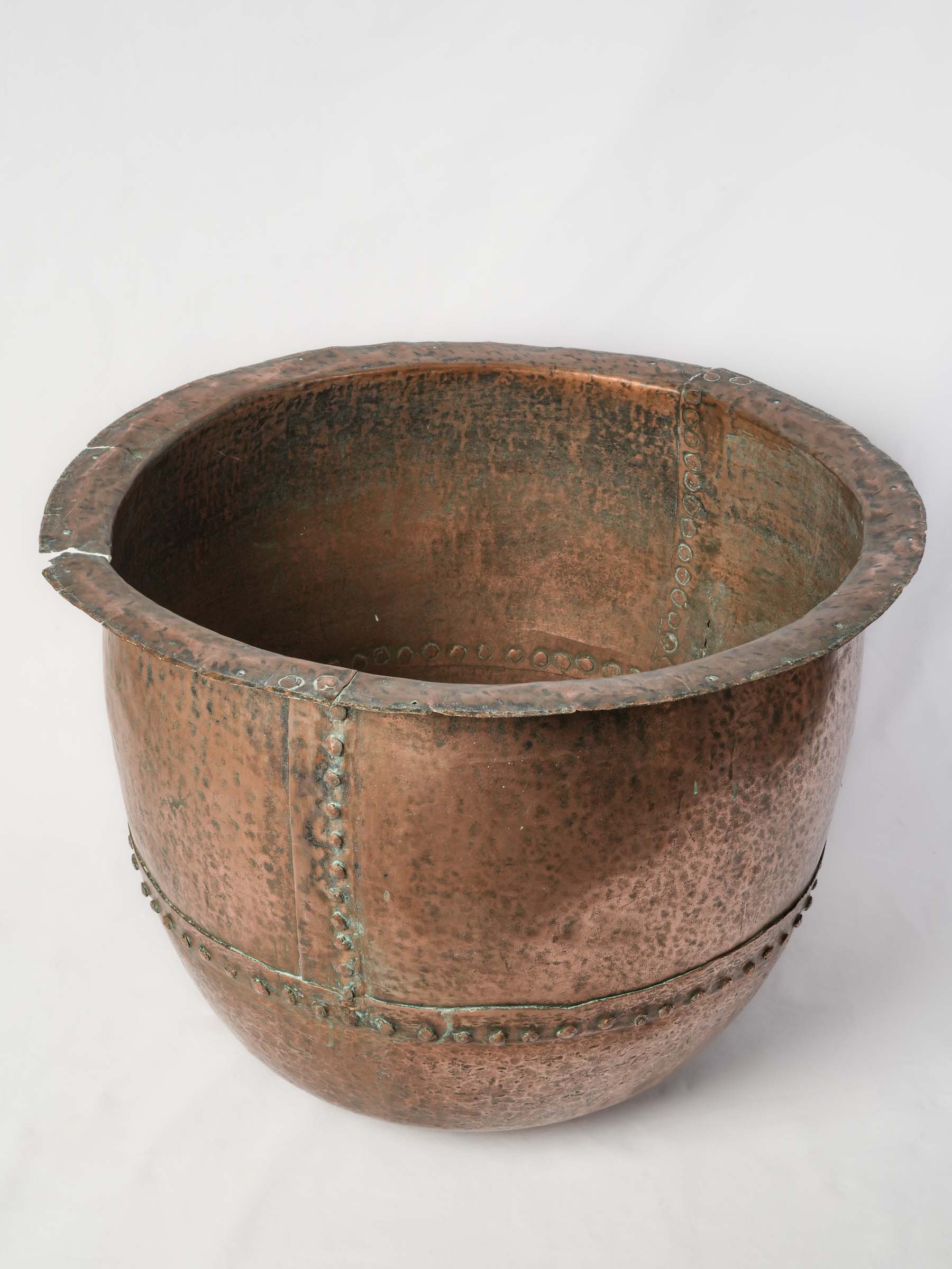 Monumental French Copper Cauldron from Auvergne, 19th Century - 29¼"