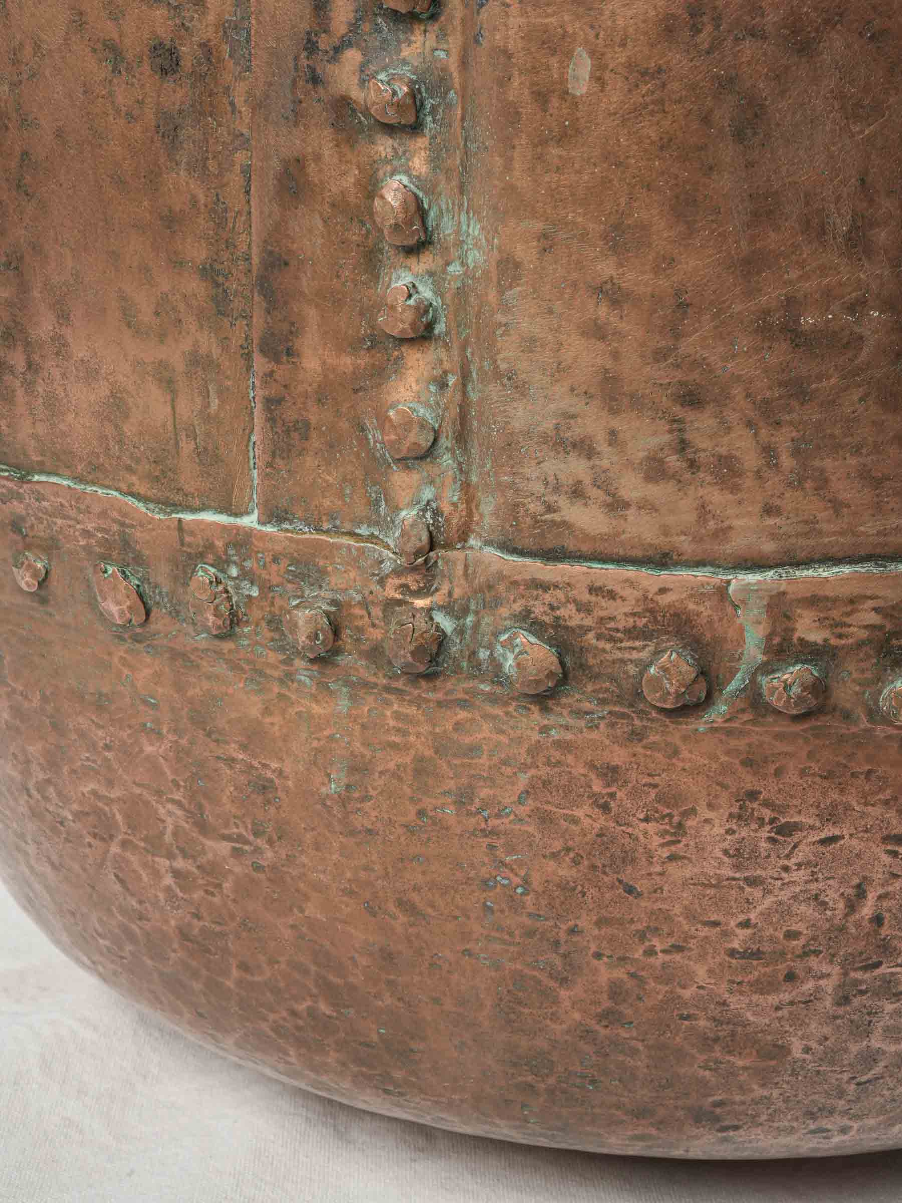 Monumental French Copper Cauldron from Auvergne, 19th Century - 29¼"