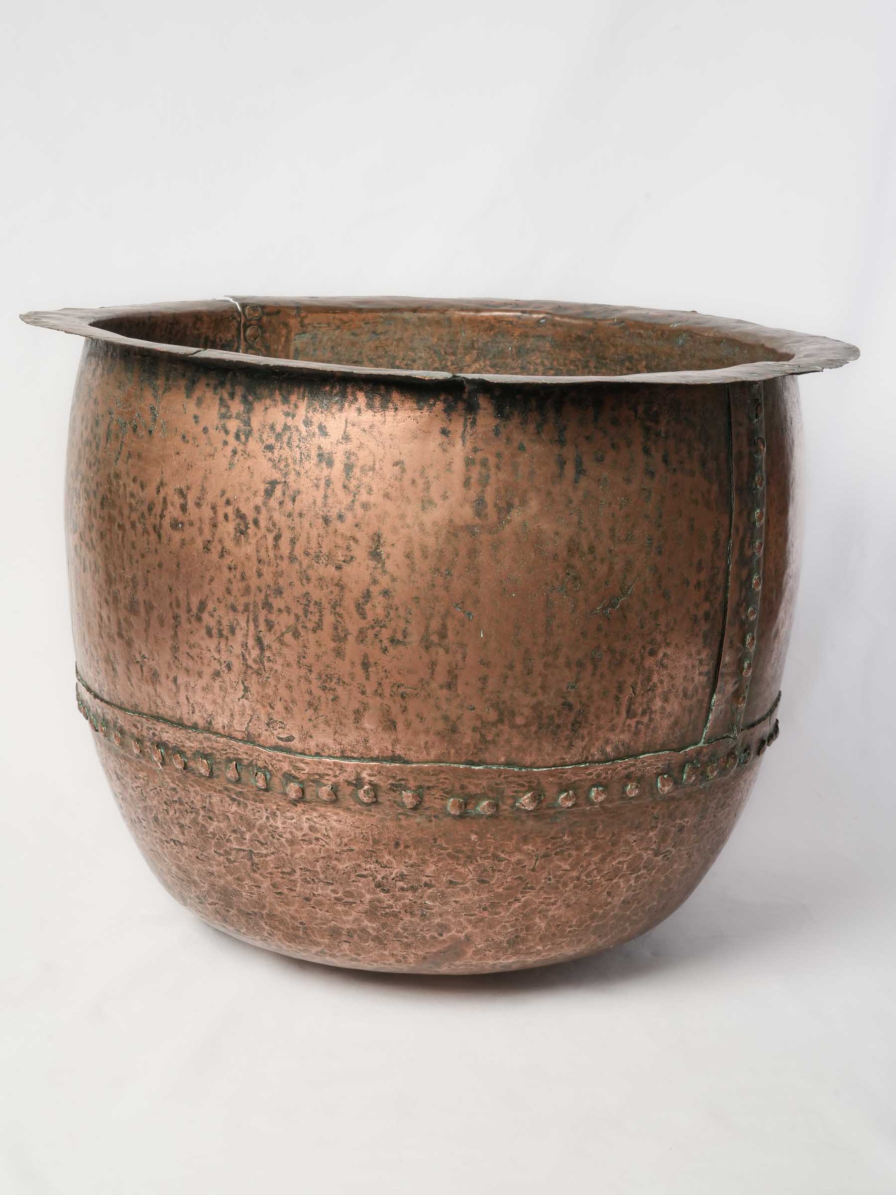 Monumental French Copper Cauldron from Auvergne, 19th Century - 29¼"