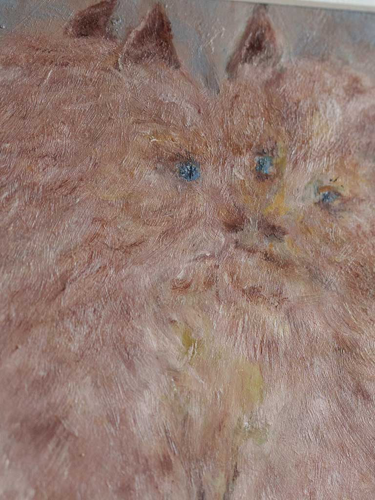 Small Contemporary Painting By Karibou - Atout Chat? - 13" x 11½"