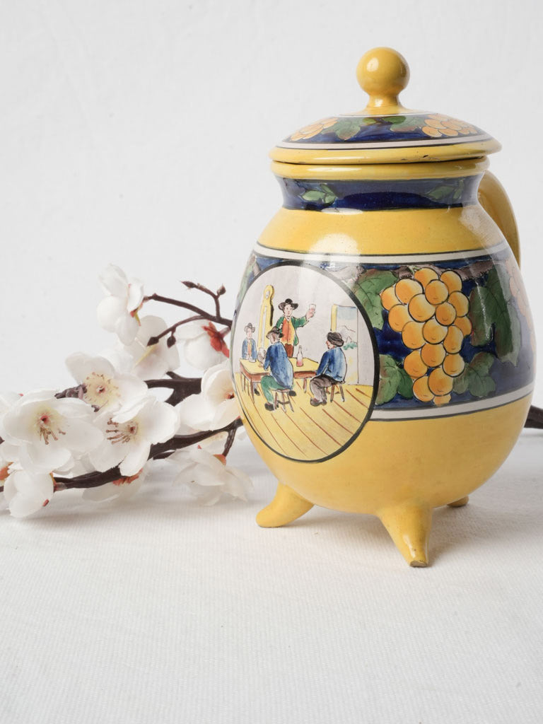 Mid-20th Century French Hand Painted Ceramic Bombonniere - 8"