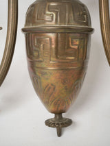 Time-worn brass opaline island light