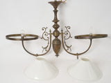 Historical French bistro opaline luminaire